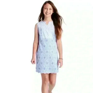 Vineyard Vines Girls Medallion Knit Shift  Scalloped Hem Nautical Dress Sz XL 16